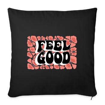 Feel Good Floral Motif - Sofa pillow with filling 45cm x 45cm - black - Front