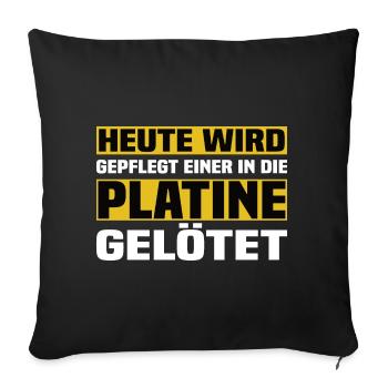 In Die Platine Gelötet - Lustiger Bier Spruch - Sofakissen mit Füllung 45 x 45 cm - Schwarz - Vorne