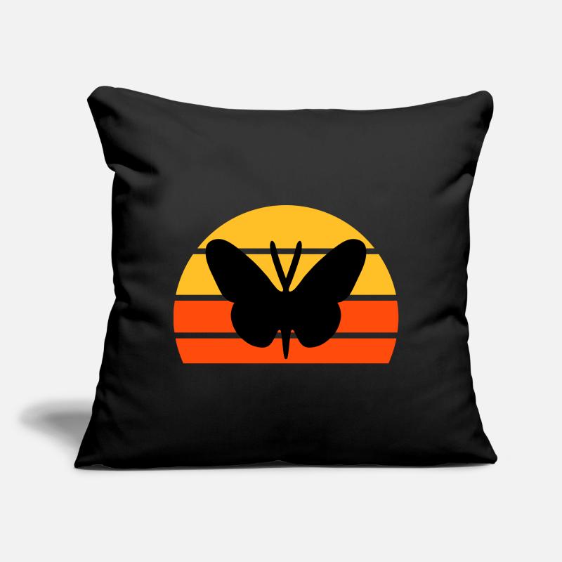 Papillon devant un demi-soleil Coussin et housse de 45 x 45 cm