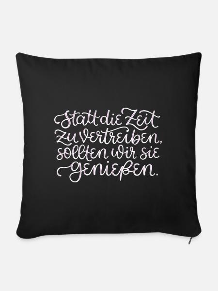 Zeit Genießen - Sofakissen mit Füllung 45 x 45 cm - Schwarz