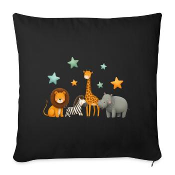 Animaux africains - Coussin et housse de 45 x 45 cm - noir - Devant
