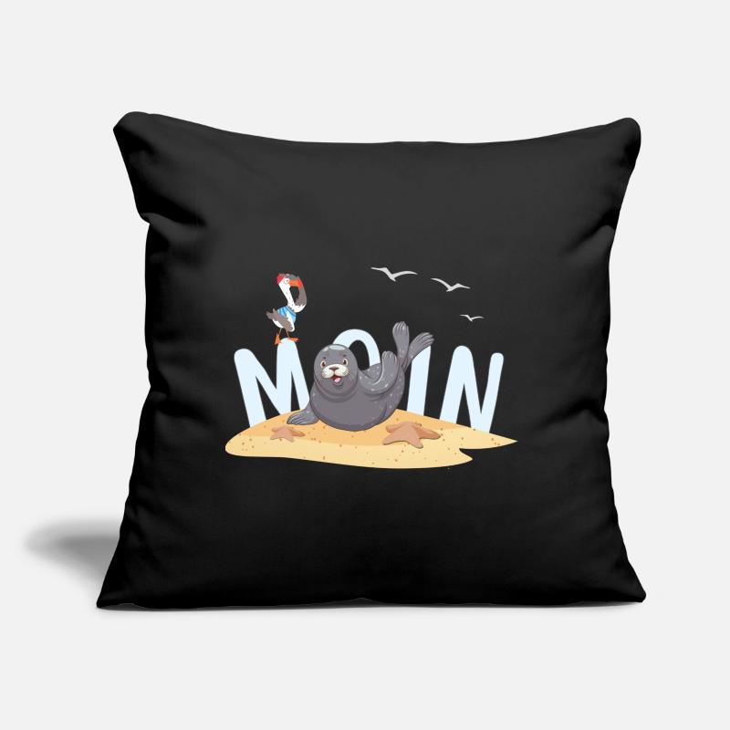 Moin Robbe Möwe Strand Sofakissen mit Füllung 45 x 45 cm