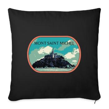 Illustration en bleu et vert du Mont Saint Michel - Coussin et housse de 45 x 45 cm - noir - Devant