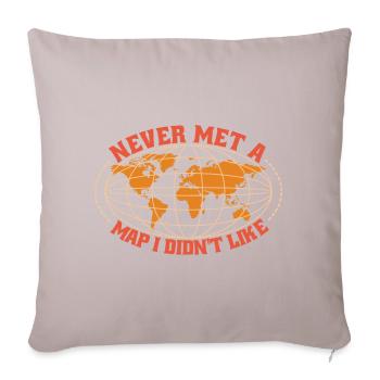 Cartography design - Sofa pillow with filling 45cm x 45cm - light taupe - Front