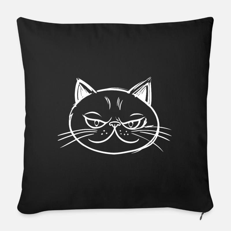 Cat with mischievous expression Drawing - Sofa pillow with filling 45cm x 45cm - black