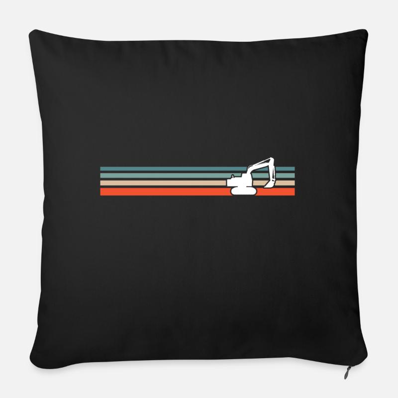 retro Bagger Baustelle - Sofakissen mit Füllung 45 x 45 cm - Schwarz