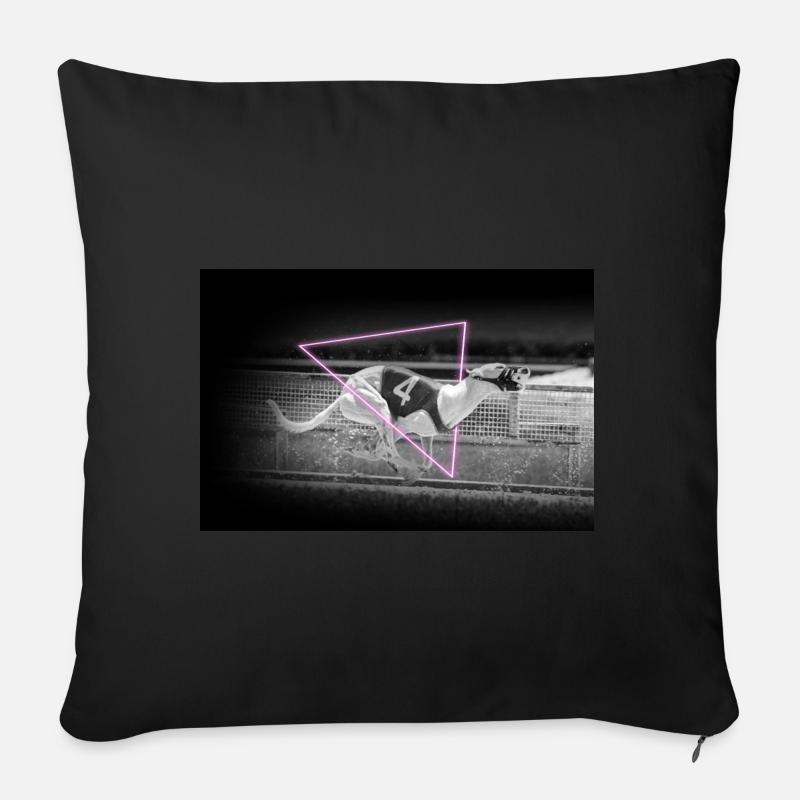 Racing Greyhound Mid Sprint In Neon Triangle - Sofa pillow with filling 45cm x 45cm - black