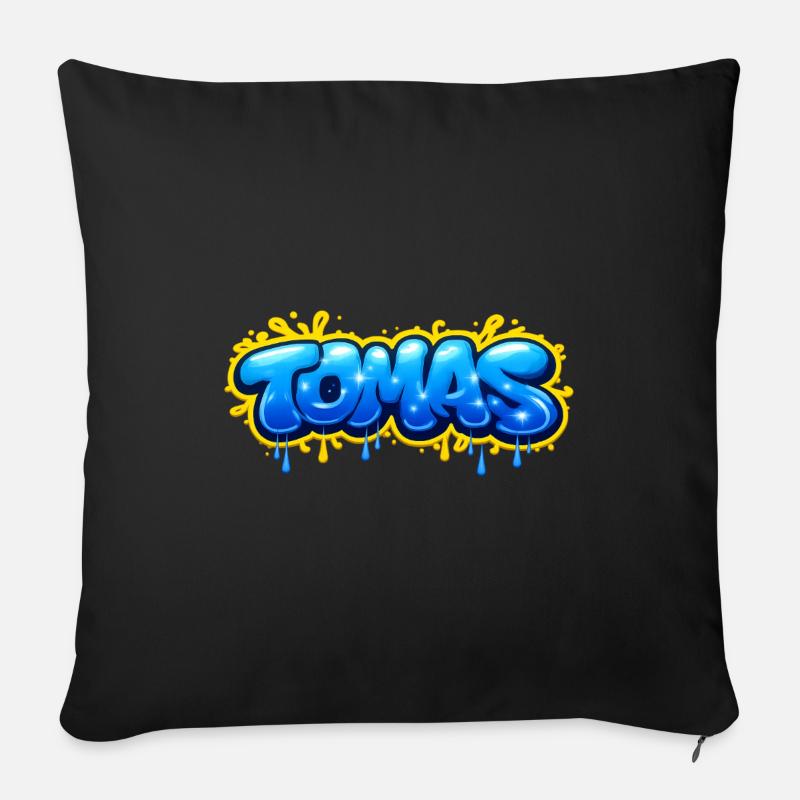 TOMAS GRAFFITI NAME FOR PERFECT GIFT PRINTABLE  - Coussin et housse de 45 x 45 cm - noir