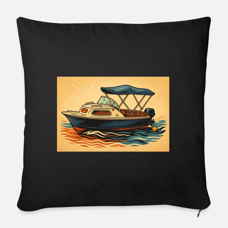 Motorboot Urlaubsfeeling - Sofakissen mit Füllung 45 x 45 cm - Schwarz