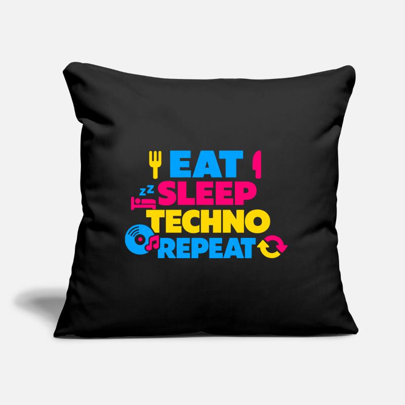Eat Sleep Techno Repeat Color Explosion Sofa pillow with filling 45cm x 45cm