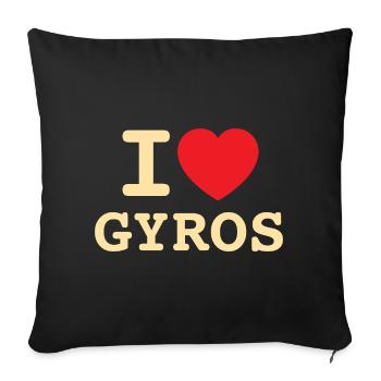 I LOVE GYROS - GREECE - GRIECHENLAND - Sofa pillow with filling 45cm x 45cm - black - Front