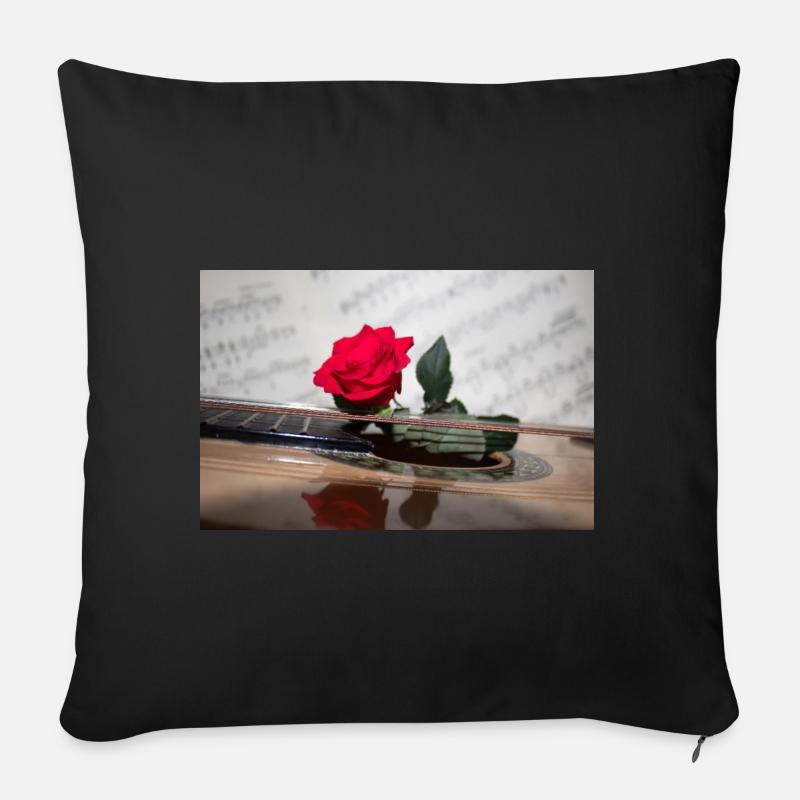 Red Rose an der Gitarre - Sofakissen mit Füllung 45 x 45 cm - Schwarz