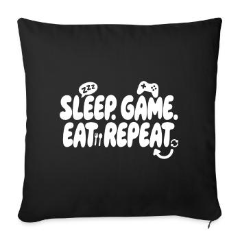 Répétition de la nourriture du jeu de sommeil - Coussin et housse de 45 x 45 cm - noir - Devant