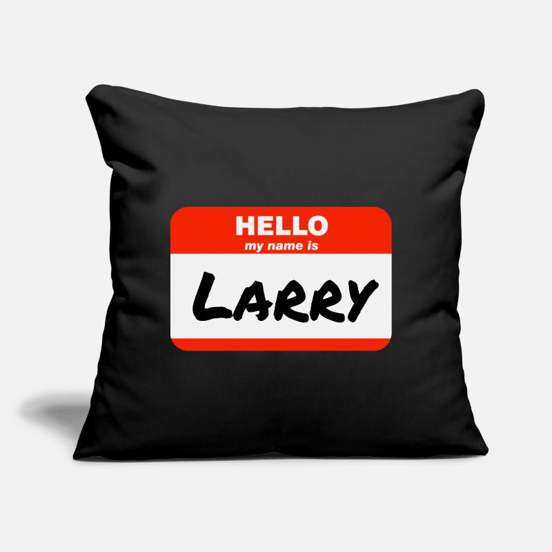Hello My Name Is Larry Red Label with First Name Sofa pillow with filling 45cm x 45cm