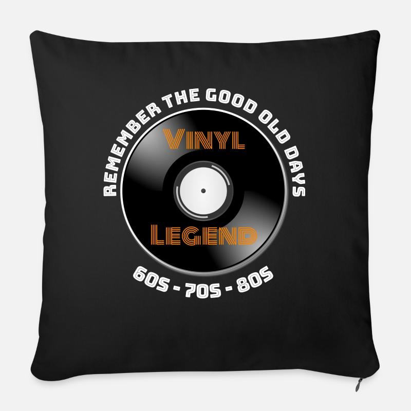 Vinyl legend record collector 70s 80s record - Sofa pillow with filling 45cm x 45cm - black
