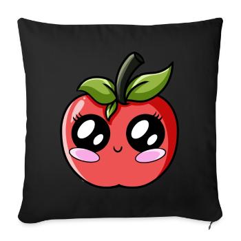 Pomme Kawaii - Coussin et housse de 45 x 45 cm - noir - Devant