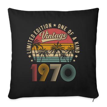 Millésime 1970 Vintage Rétro Anniversaire Cadeau - Coussin et housse de 45 x 45 cm - noir - Devant