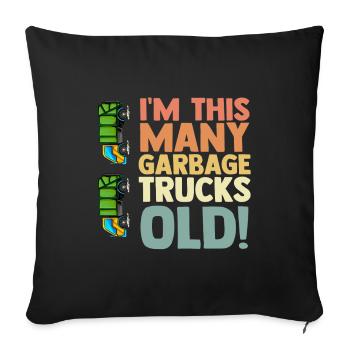 Garbage Truck Garbage Man 4e anniversaire Recyclage des ordures - Coussin et housse de 45 x 45 cm - noir - Devant