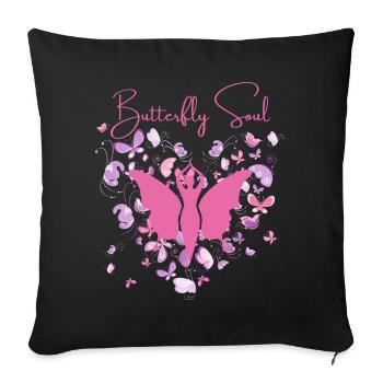 Une nouvelle âme de papillon - Coussin et housse de 45 x 45 cm - noir - Devant