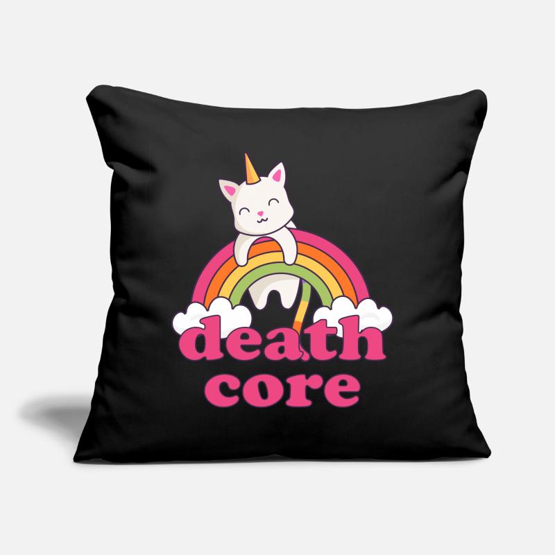 Lustig Deathcore Einhorn Katze Regenbogen Metal Sofakissen mit Füllung 45 x 45 cm