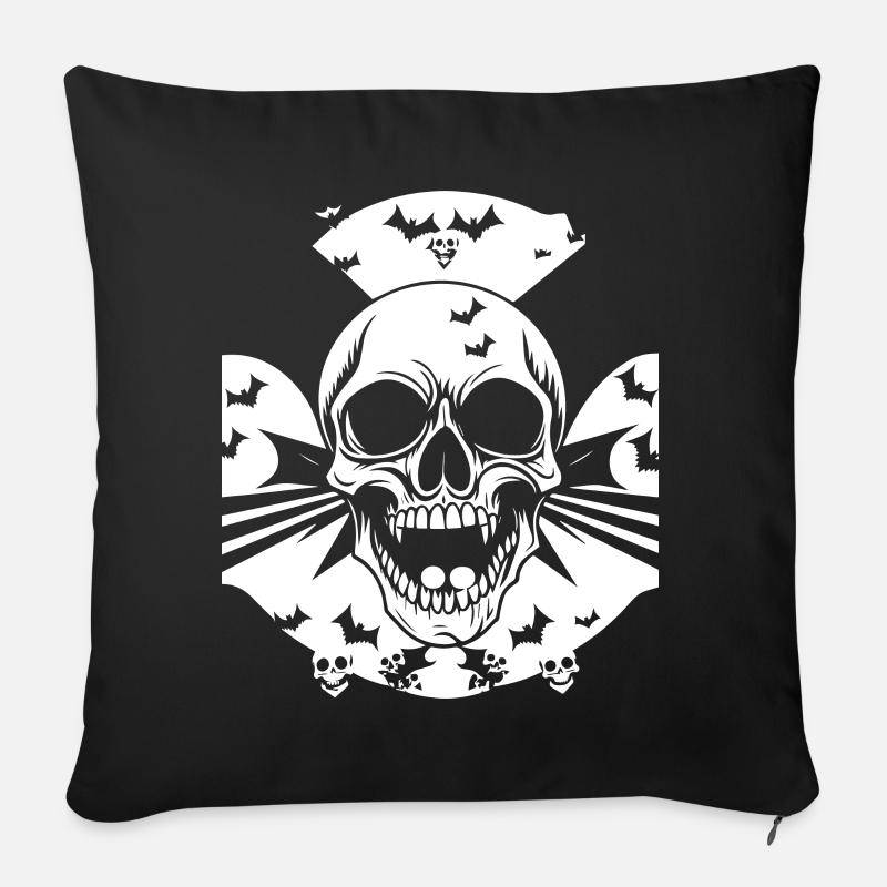 Horror Schädel Schädel Kunst Schädel Gothic Heavy Metal - Sofakissen mit Füllung 45 x 45 cm - Schwarz