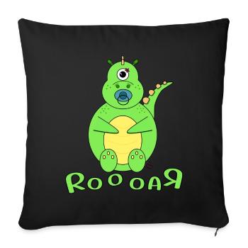 Dino Baby Name Garçon - Coussin et housse de 45 x 45 cm - noir - Devant