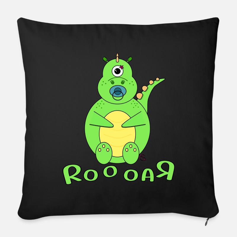 Dino Baby Name Garçon - Coussin et housse de 45 x 45 cm - noir