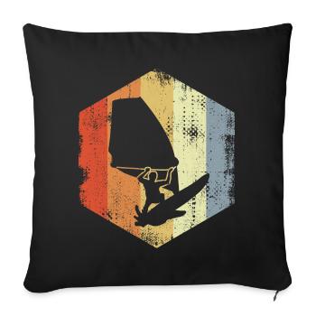 Windsurfer Drawing - Sofa pillow with filling 45cm x 45cm - black - Front