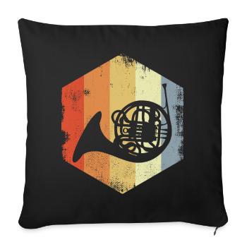 Horn Retro Look - Sofa pillow with filling 45cm x 45cm - black - Front