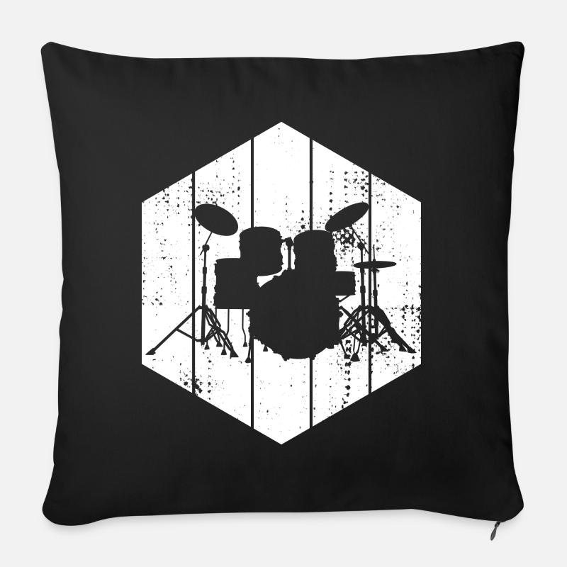Drumset Zeichnung - Sofakissen mit Füllung 45 x 45 cm - Schwarz