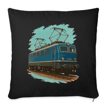 Strom am Stahl – E-Lok Power - Sofakissen mit Füllung 45 x 45 cm - Schwarz - Vorne