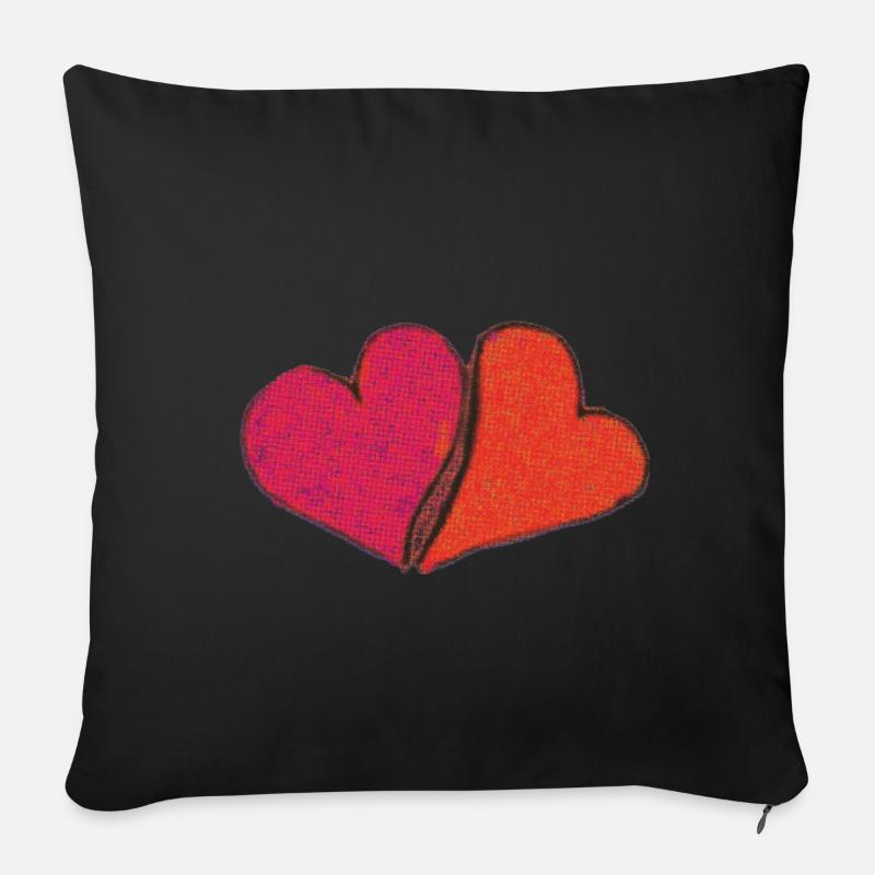 Herzen - Sofakissen mit Füllung 45 x 45 cm - Schwarz