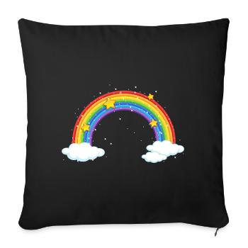 Bright Cartoon Rainbow with Clouds - Sofa pillow with filling 45cm x 45cm - black - Front