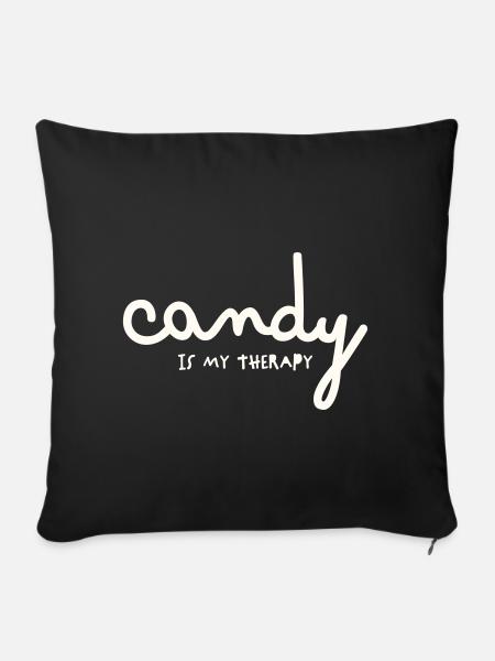CANDY IS MY THERAPY - Sofakissen mit Füllung 45 x 45 cm - Schwarz