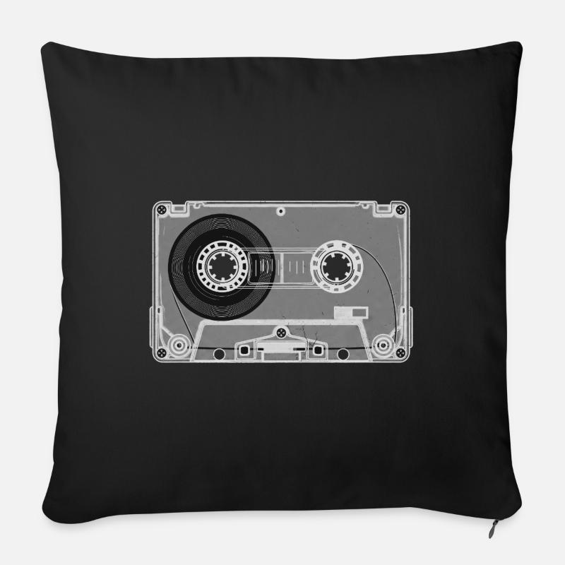 Kassette Retro Print - Sofakissen mit Füllung 45 x 45 cm - Schwarz