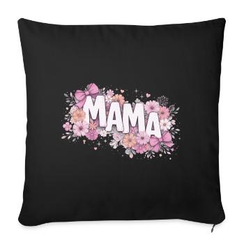MAMA Fleurs Pastels et Nœuds Roses | Style Chic - Coussin et housse de 45 x 45 cm - noir - Devant