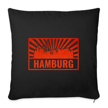 Hamburg Skyline Screen Print - Sofa pillow with filling 45cm x 45cm - black - Front