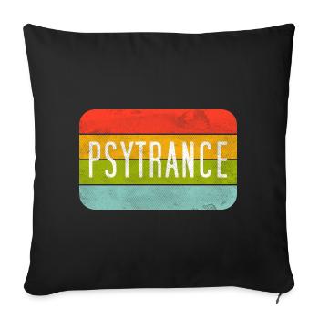 Psytrance Rainbow Stripes - Sofa pillow with filling 45cm x 45cm - black - Front