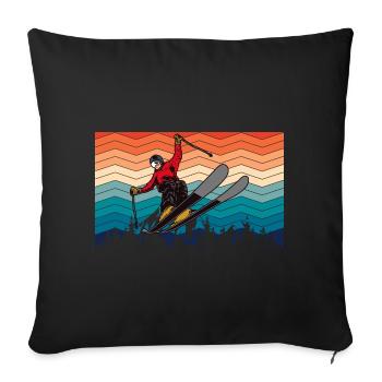 Vintage Sonne und Sking - (SK) - Sofakissen mit Füllung 45 x 45 cm - Schwarz - Vorne