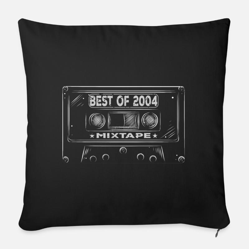 2004 Birthday Mixtape Cassette Retro - Coussin et housse de 45 x 45 cm - noir
