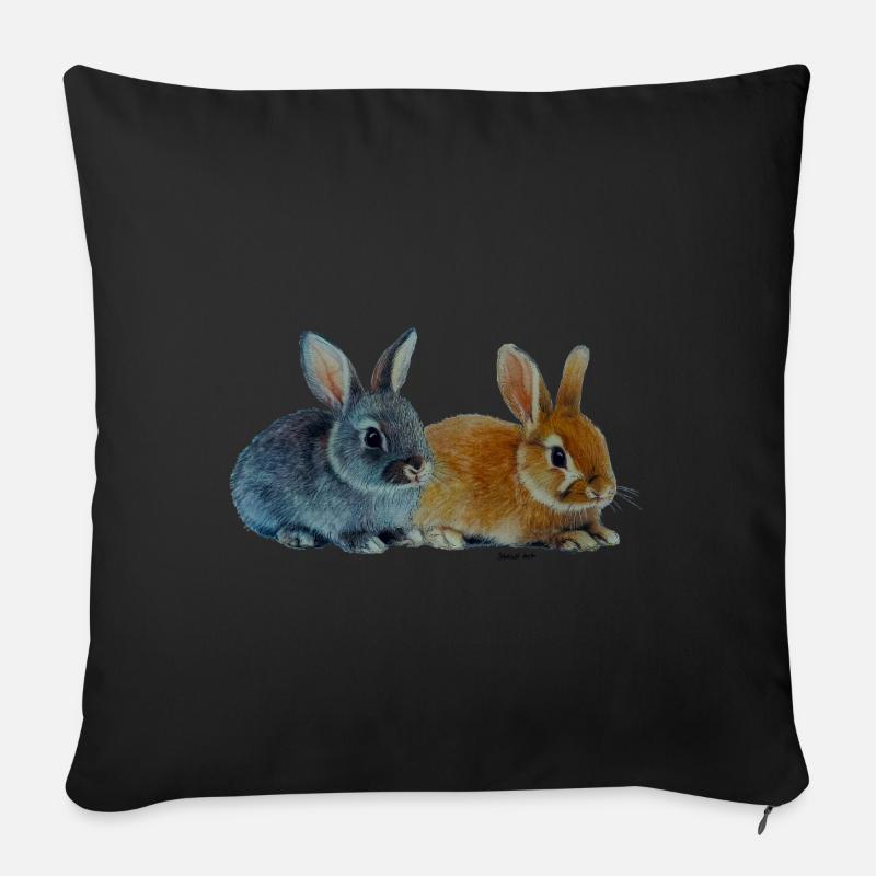 Hasen - Ostern - Sofakissen mit Füllung 45 x 45 cm - Schwarz