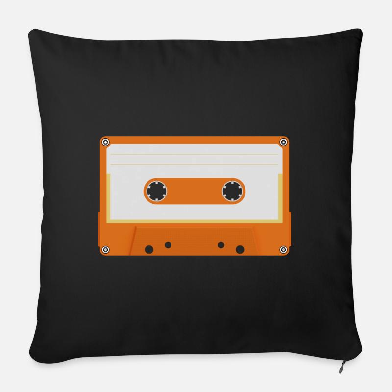 Cassette audio - Coussin et housse de 45 x 45 cm - noir