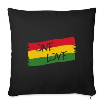 Reggae Jamaïque One Love Reggaeton Rasta drapeau - Coussin et housse de 45 x 45 cm - noir - Devant
