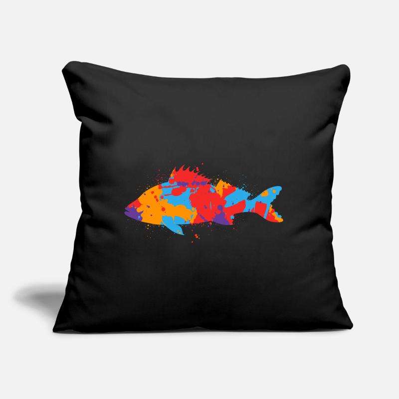 Coloré Perche Pêcheur Design Pêche à la perche Pêche Coussin et housse de 45 x 45 cm