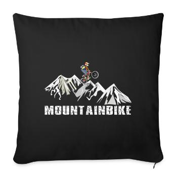 Mountain bike on mountain tour Cool Enduro Alpine tour - Sofa pillow with filling 45cm x 45cm - black - Front