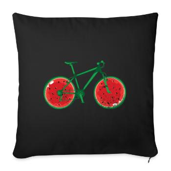 Bicycle bowler hat BIKE. Watermelon wheel gift idea - Sofa pillow with filling 45cm x 45cm - black - Front