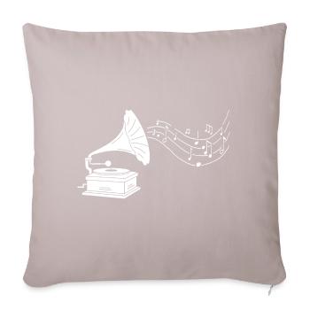 White gramophone and music - Sofa pillow with filling 45cm x 45cm - light taupe - Front