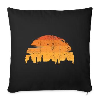 Sonnenuntergang Skyline Silhouette - Sofakissen mit Füllung 45 x 45 cm - Schwarz - Vorne