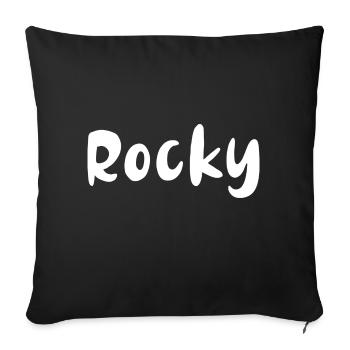 Name, font,white,rocky - Sofa pillow with filling 45cm x 45cm - black - Front