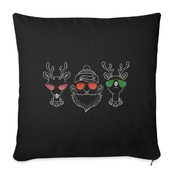 LE PÈRE NOËL ET LES RENNES - Coussin et housse de 45 x 45 cm - noir - Devant
